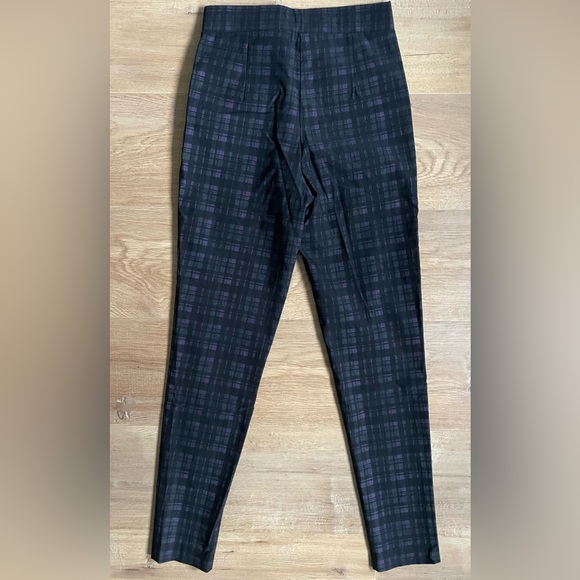Joseph Ribkoff Plaid Skinny Pants Black Purple Zip Detail High Waist Size 8 - Picture 5 of 10